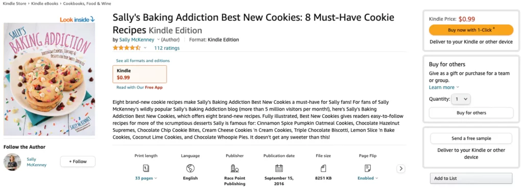亚马逊上出售的《Sally's Baking Addiction》电子书的图片
