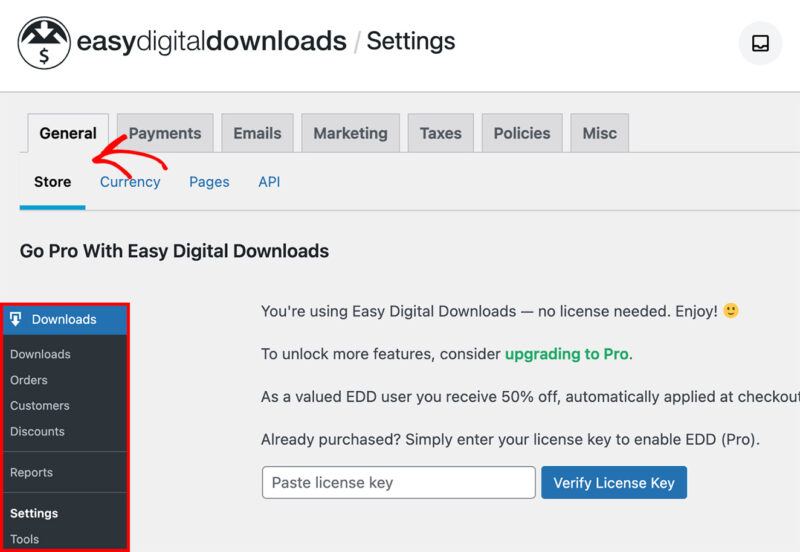 在 Easy Digital Downloads 中配置商店设置